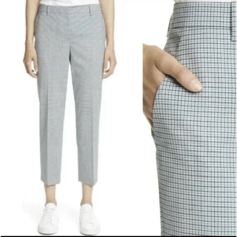 Theory TREECA 4 Blue/Black Tapered Plaid‎ Professional Ankle Pants New Sz 8